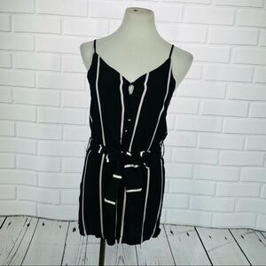 NLW Black & White Striped Belted Romper - Medium